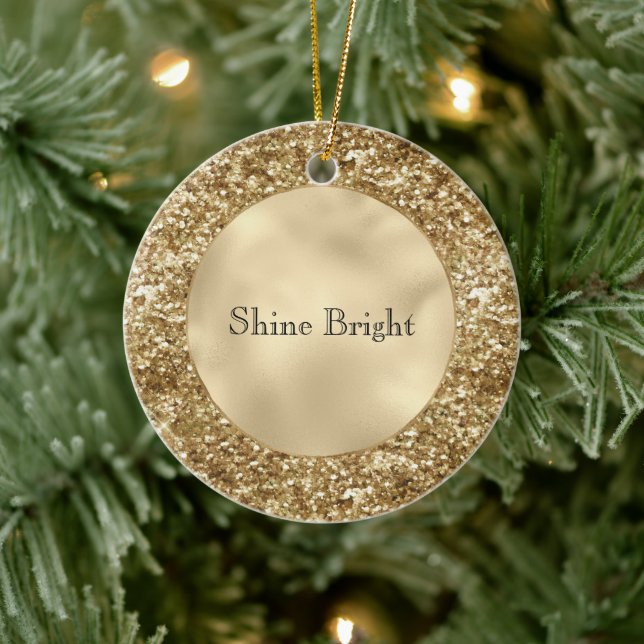 Gold Confetti Glitter Ceramic Ornament (Tree)