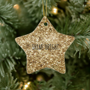 Gold Confetti Glitter Ceramic Ornament