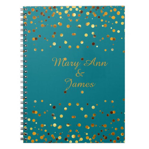 Gold Confetti Glitter Faux Foil Blue craft Notebook