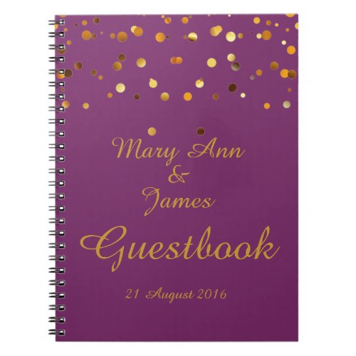 Gold Confetti Glitter Faux Foil Blue Guest Notebook