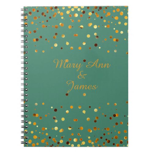 Gold Confetti Glitter Faux Foil Green craft Notebook