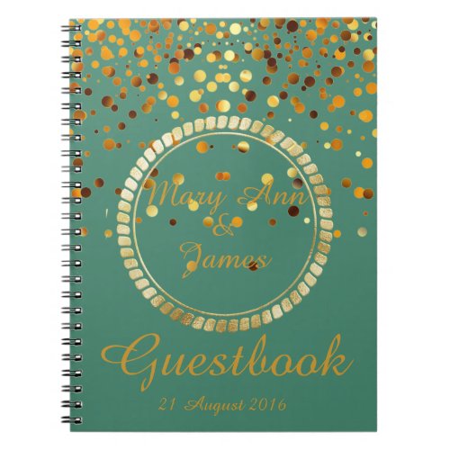 Gold Confetti Glitter Faux Foil Green Guest Notebo Notebook