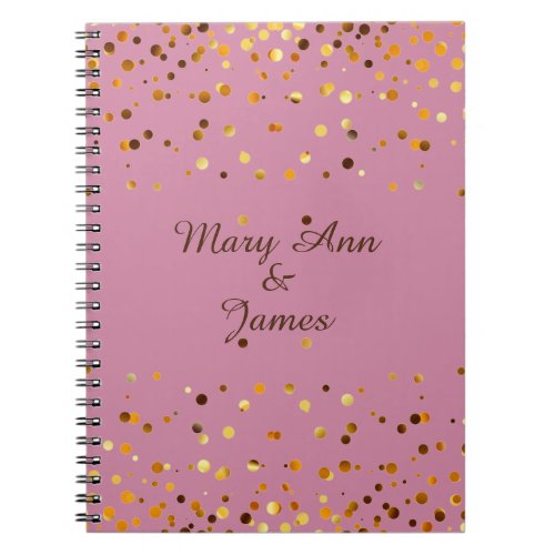 Gold Confetti Glitter Faux Foil Pink craft Notebook