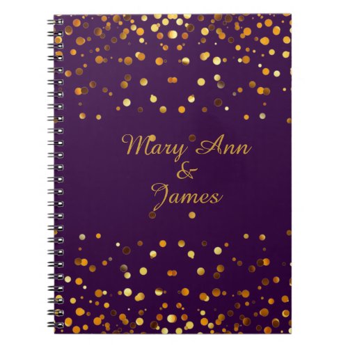 Gold Confetti Glitter Faux Foil Purple craft Noteb Notebook