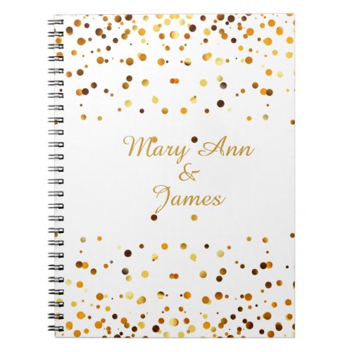 Gold Confetti Glitter Faux Foil White craft Notebook