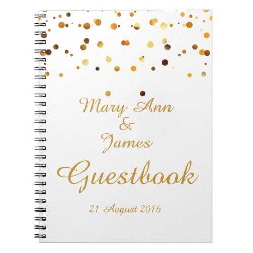 Gold Confetti Glitter Faux Foil White Guest Notebook