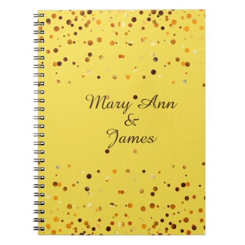 Gold Confetti Glitter Faux Foil Yellow craft Notebook