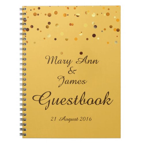 Gold Confetti Glitter Faux Foil Yellow Guest Notebook