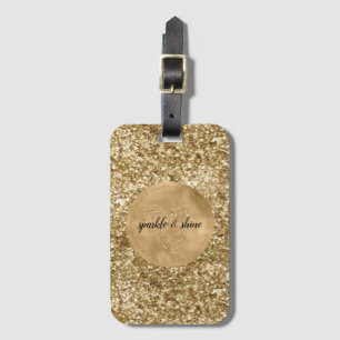 Gold Confetti Glitter Heart Luggage Tag