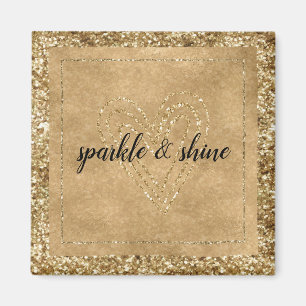Gold Confetti Glitter Heart Magnet