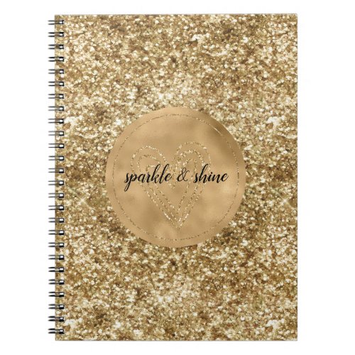 Gold Confetti Glitter Heart Notebook