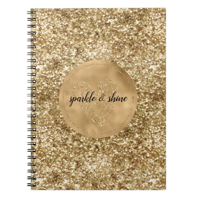 Gold Confetti Glitter Heart Notebook (Front)