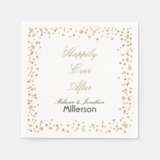 Gold Confetti Glitter Paper Napkins (Front)