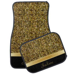 Gold Confetti Glitter Print Car Floor Mat