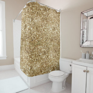 Gold Confetti Glitter Shower Curtain