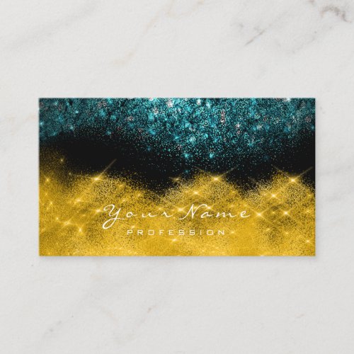 Gold Confetti Glitter Teal  Makeup Artist Lashes Business Card