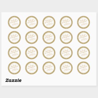 Gold Confetti Glitter Thank You Birthday Favor Classic Round Sticker ...