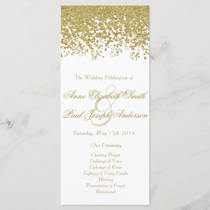 Gold confetti & glitter wedding program III