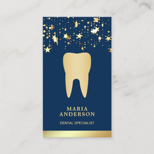 Gold Confetti Gold Tooth Dental Clinic Dentist Business Card
