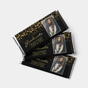 Gold Confetti Golden Graduation Graduate Photo Hershey Bar Favors