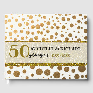 Gold Confetti Golden Wedding Anniversary Guest Book