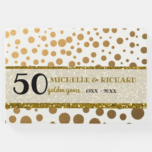 Gold Confetti Golden Wedding Anniversary Guest Book