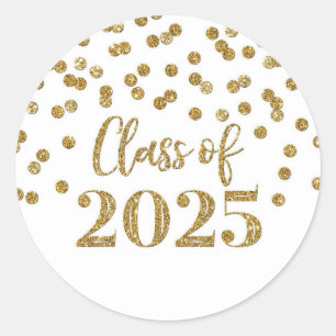 Gold Confetti Graduation 2025 Classic Round Sticker