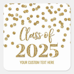 Gold Confetti Graduation 2025 Square Sticker