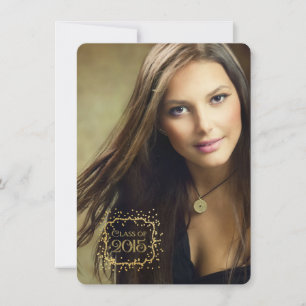 Gold Confetti Graduation Announcement