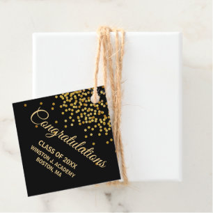 Gold Confetti Graduation Cap Favor Class Party Tags