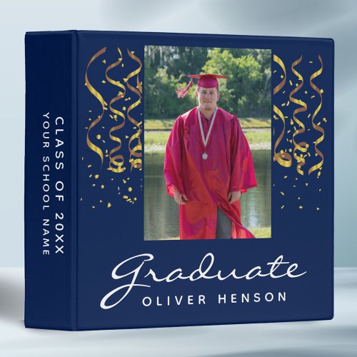 Gold Confetti Graduation Graduate Photo Album 3 Ring Binder