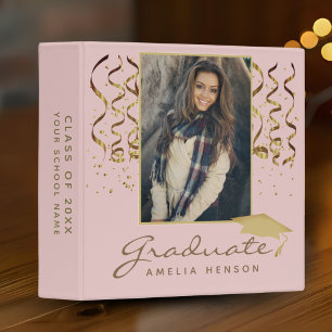 Gold Confetti Graduation Graduate Photo Album 3 Ring Binder