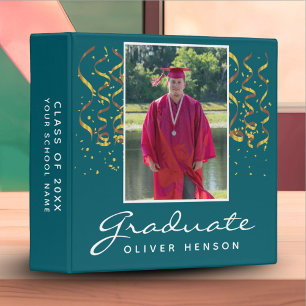 Gold Confetti Graduation Graduate Photo Album 3 Ring Binder