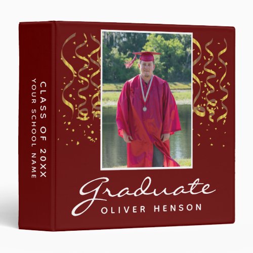 Gold Confetti Graduation Graduate Photo Album 3 Ring Binder