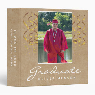 Gold Confetti Graduation Graduate Photo Album 3 Ring Binder