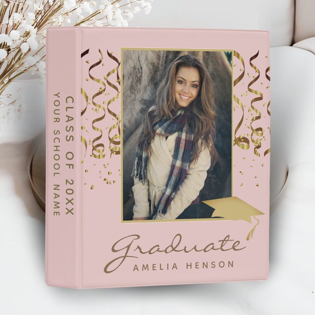 Gold Confetti Graduation Graduate Photo Album  Mini Binder (Creator Uploaded)