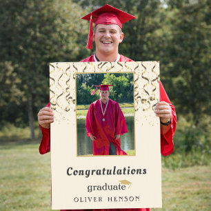 Gold Confetti Graduation Graduation Photo Giant Card