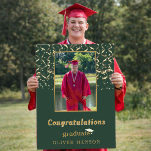 Gold Confetti Graduation Graduation Photo Giant Card