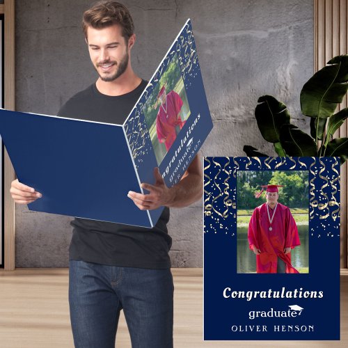 Gold Confetti Graduation Graduation Photo Giant Card