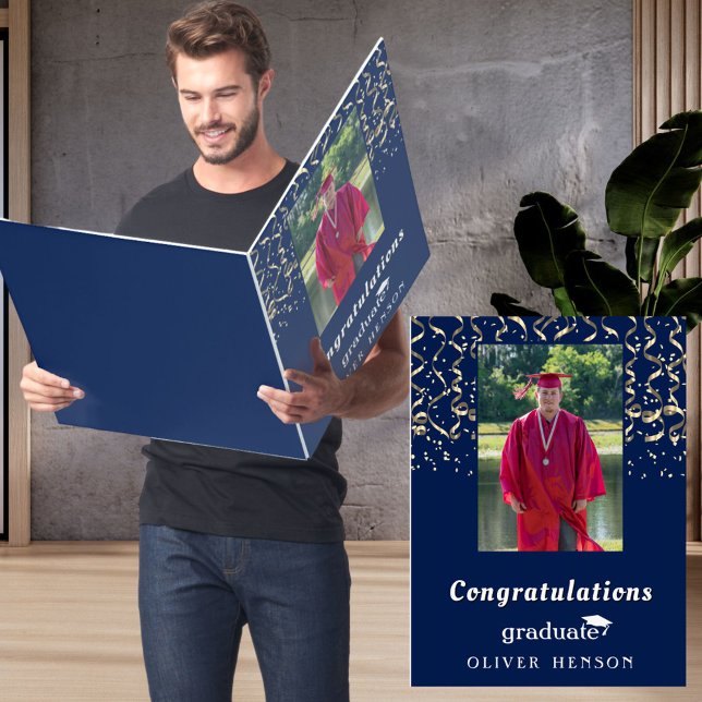 Gold Confetti Graduation Graduation Photo Giant Card (Creator Uploaded)