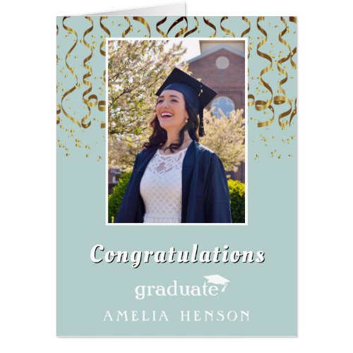 Gold Confetti Graduation Graduation Photo Giant Card