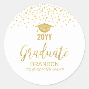 Gold Confetti Graduation Party Favor Classic  Round Sticker