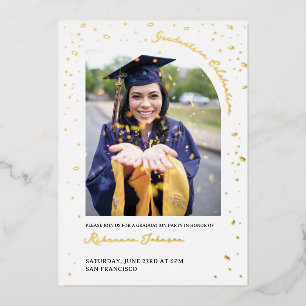 Gold Confetti Graduation Party Foil Invitation