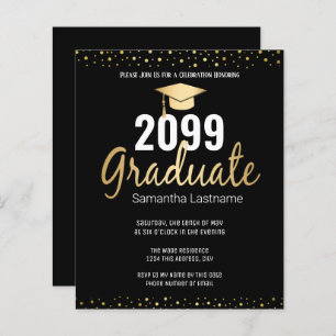 Gold Confetti Graduation Party Invitation