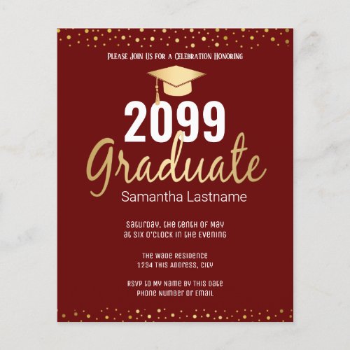 Gold Confetti Graduation Party Invitation