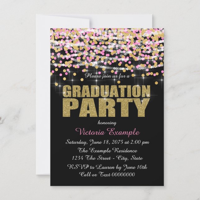 Gold Confetti Graduation Party Invitation (Front)