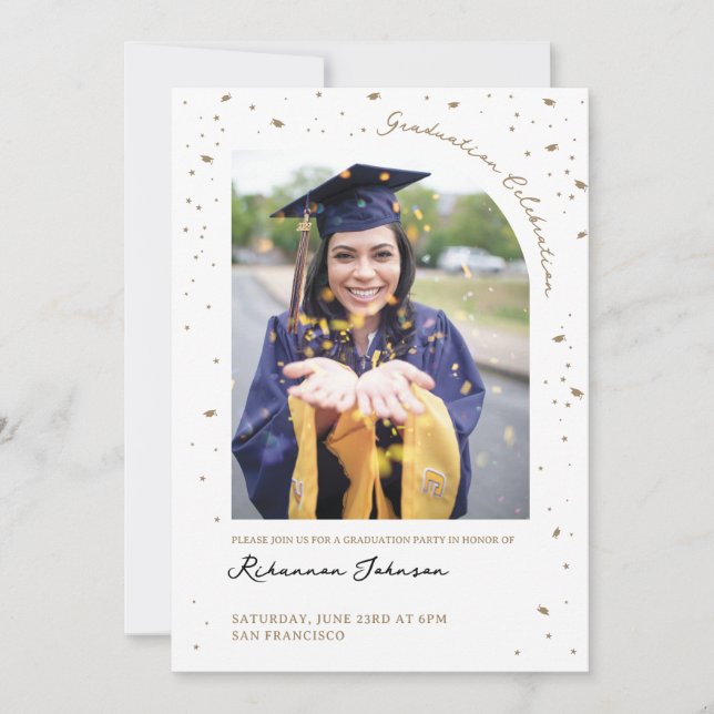 Gold Confetti Graduation Party Invitation (Front)