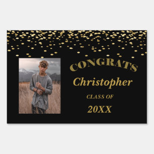 Gold Confetti Graduation Sign