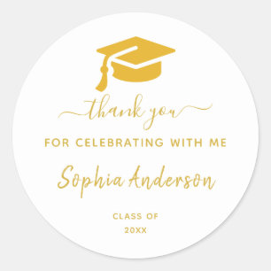 Gold confetti Graduation Thank You Classic Round S Sticker