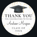 Gold confetti Graduation Thank You Classic Round Sticker<br><div class="desc">Gold confetti Graduation Thank You Classic Round Sticker</div>